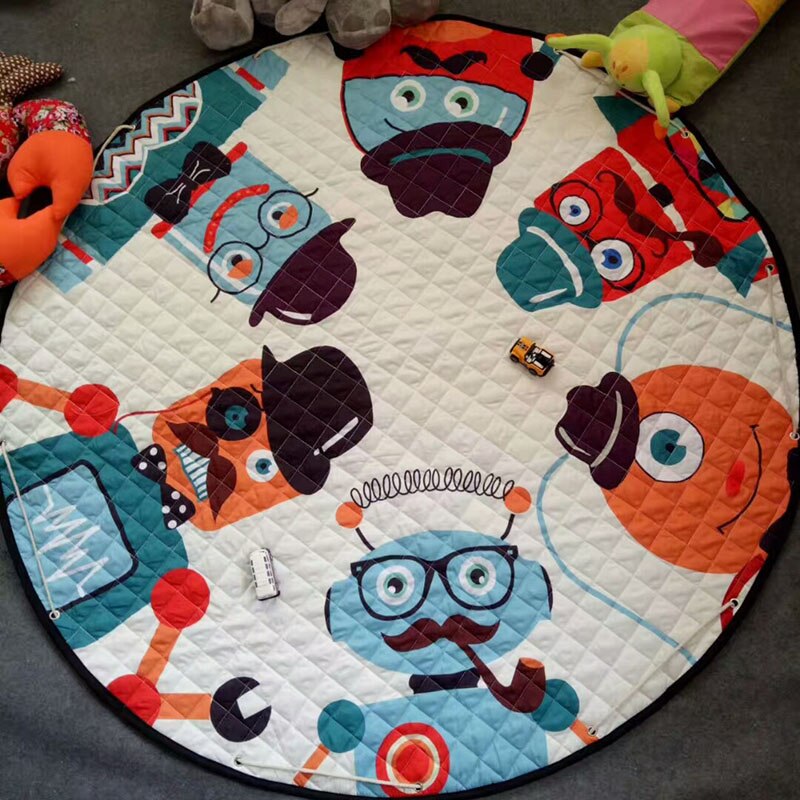 Kids Floor Mat Round Storage Toy Bag